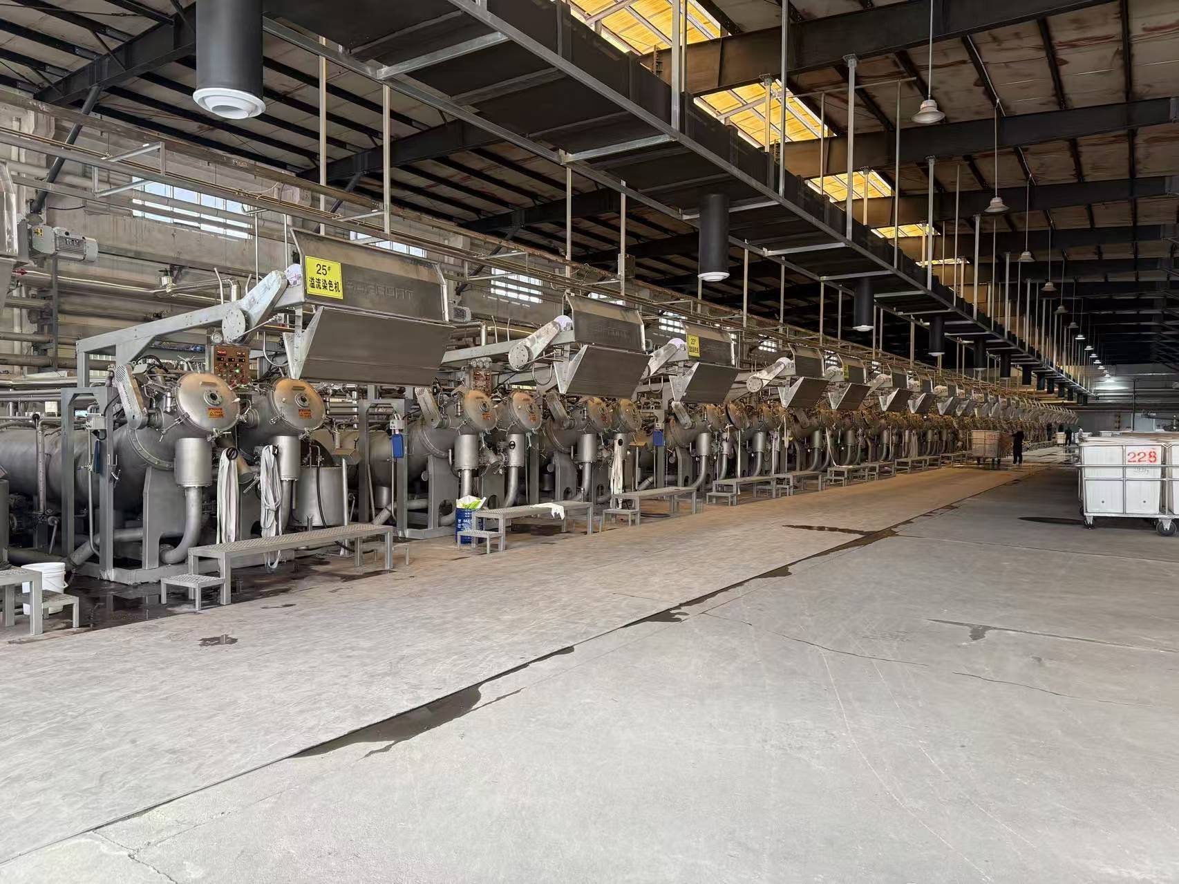 Row of dyeing machines in the RyderTex dye house, Changshu.